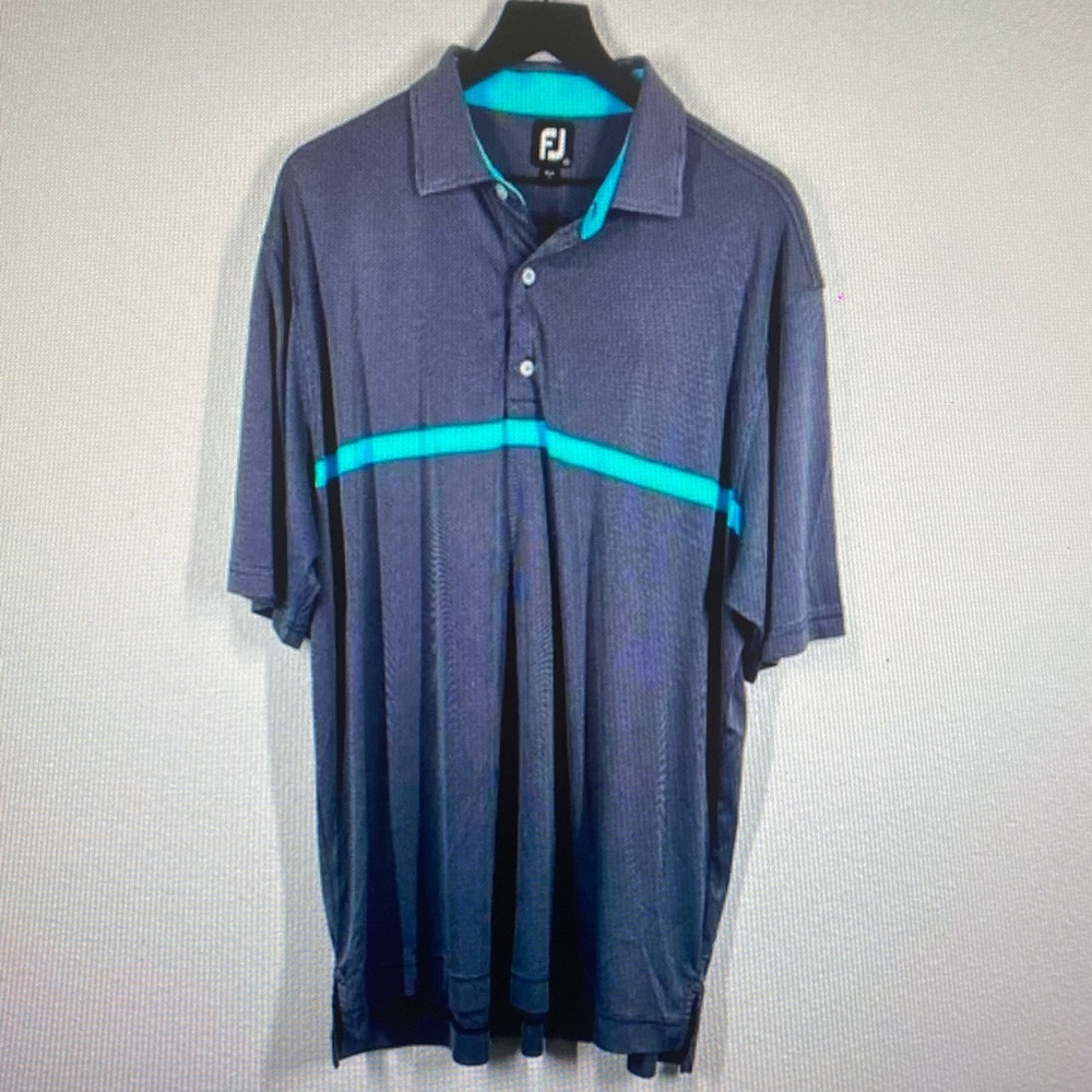 FootJoy Polo with Dark Blue and Bright Blue Accents